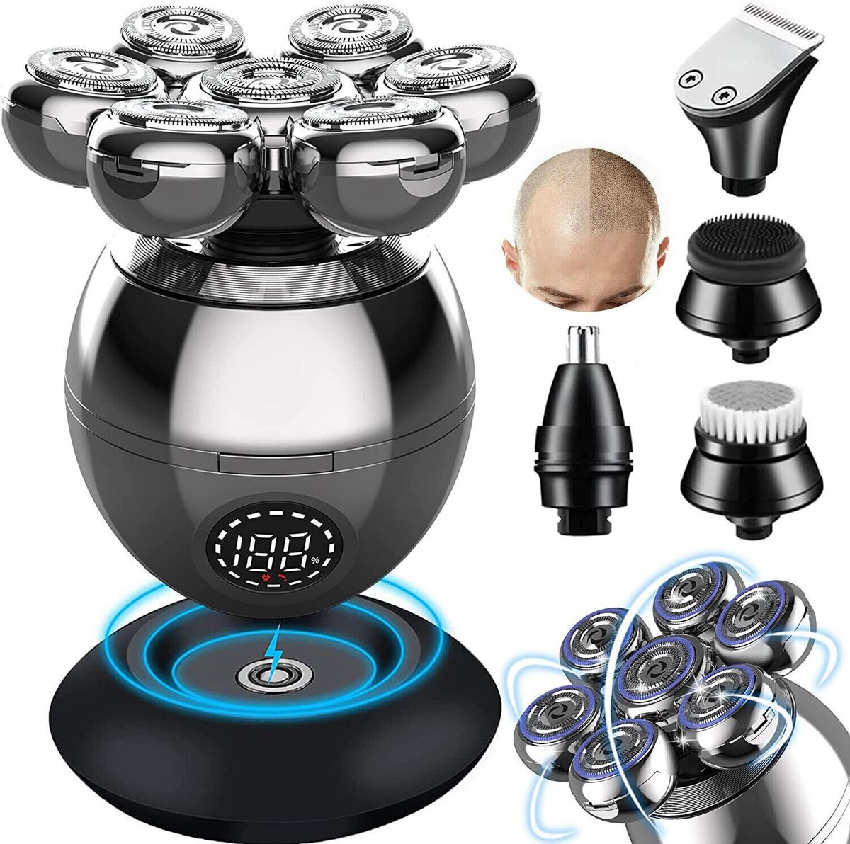 7D Electric Shaver 7 Head Razor Bald Beard Hair Skull Trimmer Beard Remover Mens_viptrois.com