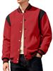 Men's Fleece-Lined Baseball Jacket With Stand Collar – Streetwear Hybrid For Urban Athletes (Contrast Sleeve Panels & Zippered Pockets)_viptrois.com