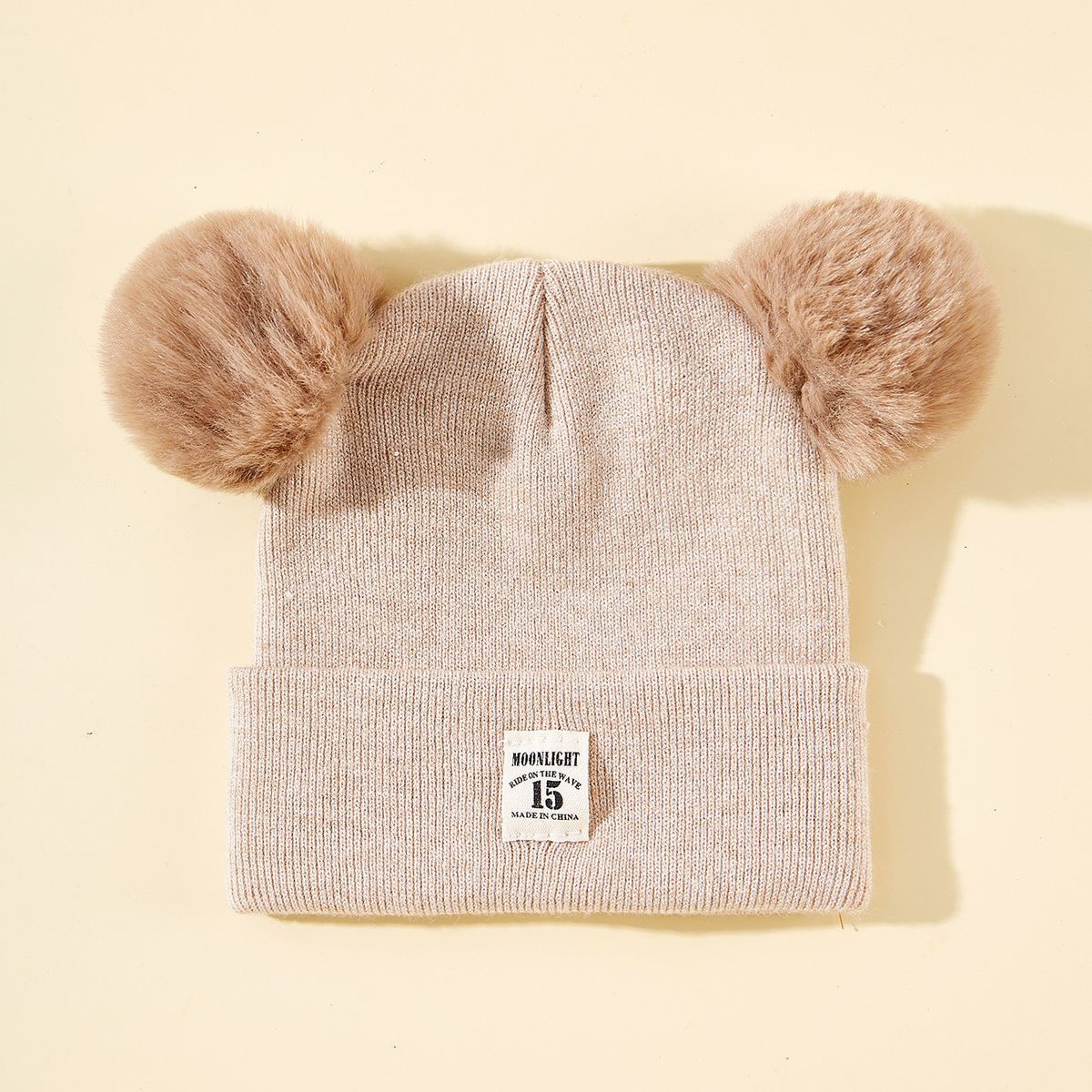 Baby clothing acrylic solid color wool double ball hat for children_viptrois.com