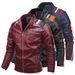 Men's PU Leather Jacket – Slim Fit Biker Style Stand Collar Coat For Fall & Winter (L-4XL, Black/Red/Blue) Fashionable Casual Outerwear_viptrois.com