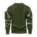 Loom Loom European And American Men's Brand Round Neck Patchwork Sleeve Three-Dimensional Pocket Personality Design Sweater Solid_viptrois.com