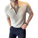 Men's High Quality Short Sleeved Polo Shirt Lyocell Linen Half Zip Business Casual Knitwear for Cross Border Foreign Trade_viptrois.com