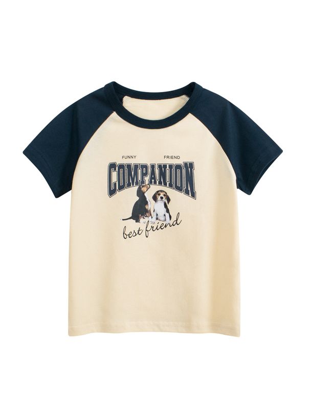 Mother & Kids 27kids Korean Children's Clothing Summer New Children's Short Sleeved T Shirt Puppy Bottoming Shirt Baby Clothes Cartoon Raglan_viptrois.com
