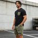Men's Lazy Crew Neck Tracksuit Summer Short Sleeve T-Shirt with Pocket Color Block Drawstring Shorts Trendy Youthful Top_viptrois.com