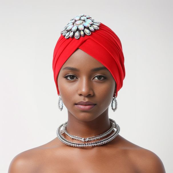 Women's Scarves New Style Big Diamond Accessories Air Layer Watermelon Hat Baotou Hat Muslim Hat Turban Hat Ethnic Hat_viptrois.com