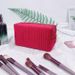 Makeup Tools & Accessories New Quilted Striped Velvet Cosmetic Bag Portable Hand Held Small Square Bag Simple Travel Storage Cosmetic Bag_viptrois.com
