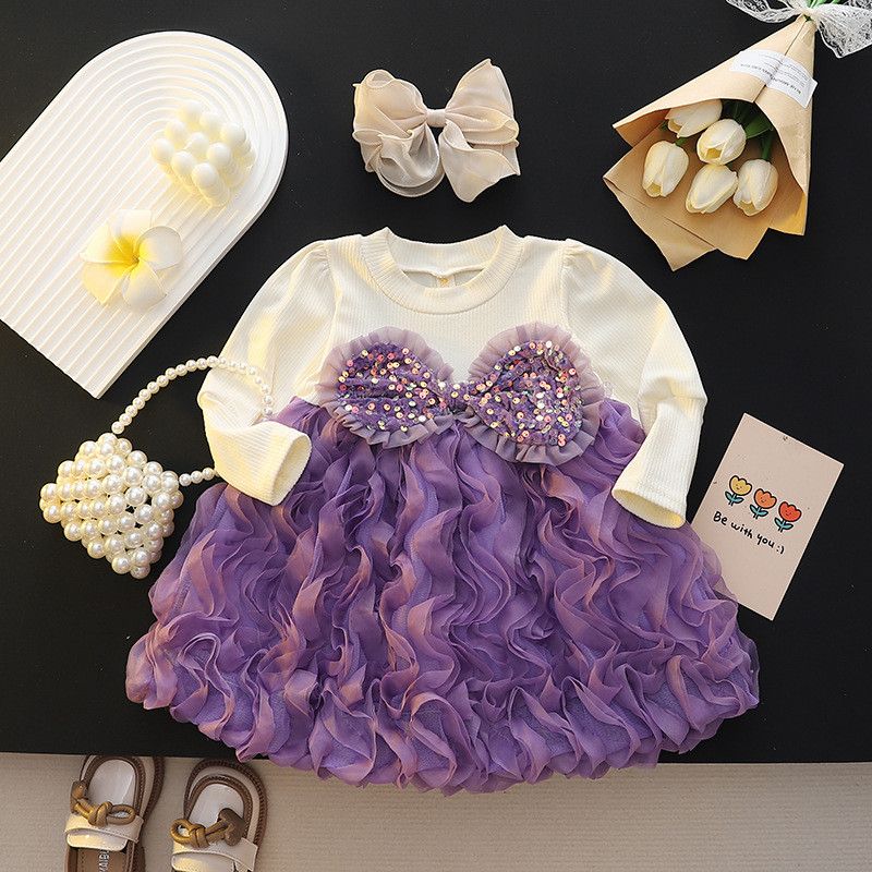 Baby Girl Dress Sequin Bow Tutu Dress Birthday Party Dress For Baby Girl_viptrois.com