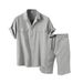 Men's Clothing Commerce Foreign Trade New Men's Large Size Solid Color Short Sleeved Shirt Summer Casual Suit Lapel Men's Suit_viptrois.com