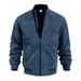 Men's ZZ-Inspired Faux Suede Bomber Jacket, Lightweight Stand Collar Full-Zip Coat With Side Pockets, ZZ Style For Office, Travel & Casual Outings_viptrois.com