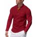 Men's Long Sleeve Henley T-Shirt – Premium Polyester Blend, Slim Fit, Solid & Two-Tone Colors For Casual & Business Casual (S-Xxxl, 6 Colors)_viptrois.com