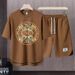 Men's Clothing 2024 Waffle Casual Summer Suit Men's Loose Teen Short sleeved T shirt Shorts Handsome Two piece Suit_viptrois.com
