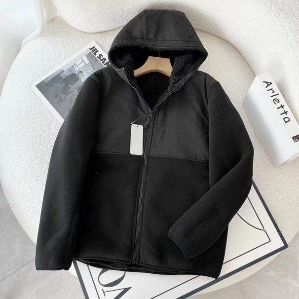Men's Clothing Unisex Winter Fleece Hooded Zip-Up Jacket - Lightweight, Windproof, Casual & Sporty (Dark Beige, Aqua Blue, Light Gray, Dark Green)_viptrois.com