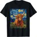 T-shirtfunny Highland Cow Graphic Van Gogh 2026 Style - Starry_viptrois.com