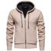 Men’s Hooded Cardigan – Chunky Knit Zip-Up Sweater (Slouchy Fit, Ribbed Cuffs, Machine Washable, 6 Colors, M-4XL)_viptrois.com