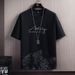 Men's Clothing T-shirt Suit Men's Summer New Snow Mountain Print Fashion Trend Korean Version Of Slim Fit Large Size Sports Two-piece Set_viptrois.com