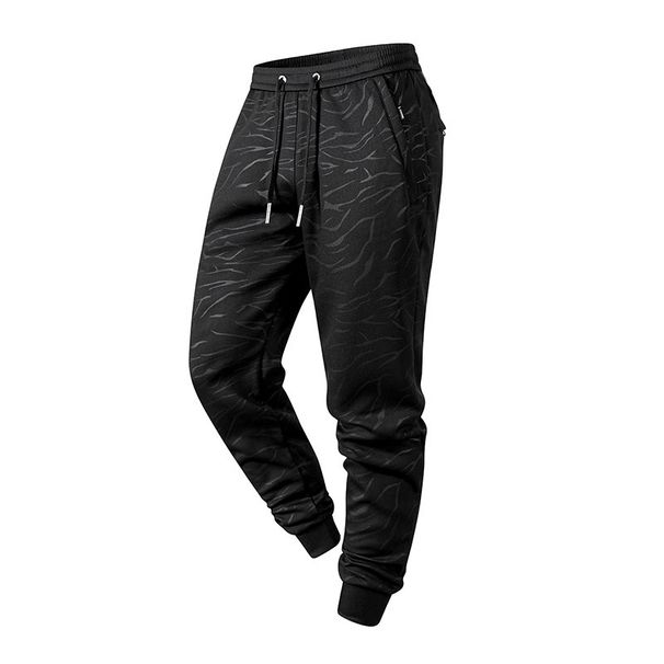 Men's High-Waisted Jogger Pants With Ribbed Cuffs - Stretch Bamboo Fiber Trousers For Spring & Fall (Black, Gray)_viptrois.com
