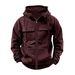 Men's Clothing New Hooded Solid Color European And American Retro Loose Multi Pocket Sweatshirt Zipper Jacket_viptrois.com