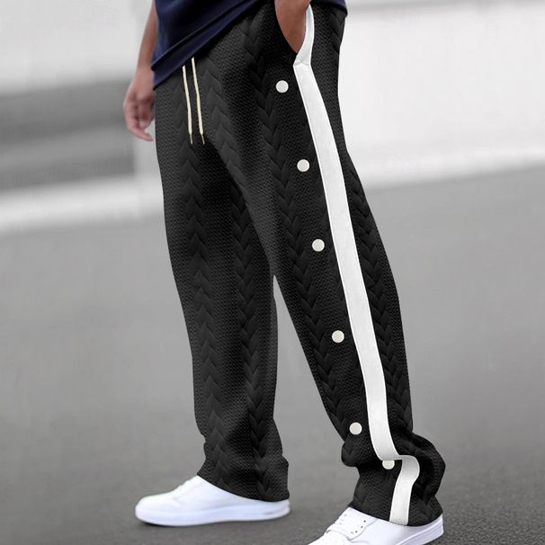 Men's Clothing Men's Fashionable Jacquard Button Casual Pants Thickened Four Seasons Trousers Trend_viptrois.com