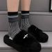 Retro Striped & Checkered Crew Socks – Soft Cotton Double Needle Knit – Breathable & Comfortable – Vintage Style – Stackable Design – Multiple Colors_viptrois.com