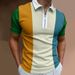 Men's Clothing Summer Men's Zipper Lapel 3D Printed Polo Shirt Multi Color Casual Color Matching Short Sleeved Polo Shirt_viptrois.com