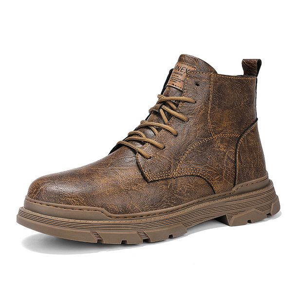Men's Retro British Style Leather Martin Boots Mid-Calf Work Boots With Rubber Sole For Winter (Size 38-46, Black/Brown/Tan)_viptrois.com
