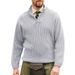 Loom Cross-Border European And American Fashion Solid Color Pullover Knit Long Sleeve Scissor Collar Loose Sweater Autumn_viptrois.com