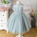 Girls Bow Dress New Style Children's Dress Princess Cross Border Children's Clothing Solid Color Mesh Princess Dress Live Supply_viptrois.com