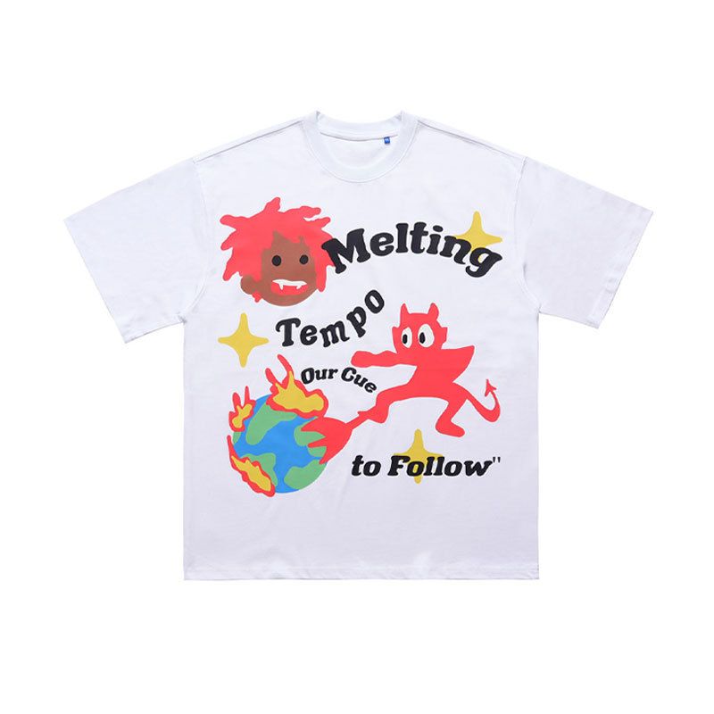 American Style Trendy Brand Design Printed T-Shirt 2025 New Loose Casual Short Sleeve Men's Summer_viptrois.com