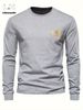 Men's Long Sleeved Round Neck Black T-shirt Top Loose 100 Cotton King Print_viptrois.com