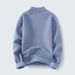 Men's Winter Thermal Fleece Knit Sweater - Semi-Turtle Neck Warm Base Layer, Solid Color Casual Pullover For Cold Weather_viptrois.com