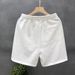 Men's High-Quality Letter Jacquard White Shorts Casual Lace-Up Sports Pants Loose Fit Summer Cotton Mid Waist Baggy Beachwear_viptrois.com