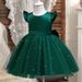 Kids' Clothing Girls Dress Flying Sleeve Pearl Mesh Princess Dress Backless Bowknot Piano Performance Costume_viptrois.com