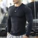 Foreign Trade Cross-border Light Board Quick-drying Clothes Men's Fitness Clothes Muscle Tights Crew Neck Bottoming Shirt Breathable Long-sleeved_viptrois.com