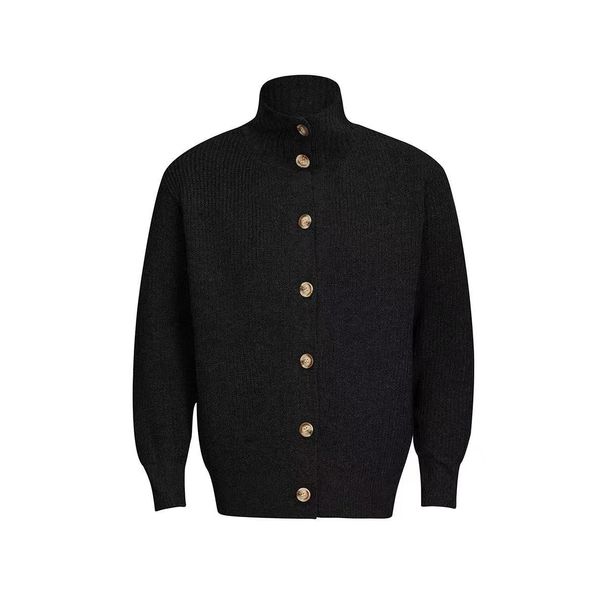American Retro Atmosphere Button Stand Collar Cardigan For Men, Autumn Winter Cleanfit Versatile Lazy Knitted Sweater_viptrois.com