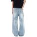 Men's Clothing Blue Straight Jeans Men And Women Spring New Style Cat Whisker Design Loose Wide Leg Casual Long Pants_viptrois.com
