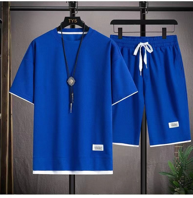 Men's Clothing Men's Two Piece Suit Couple Loose Large Size Five Point Pants Outdoor Casual_viptrois.com