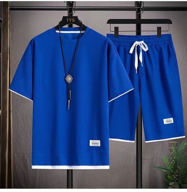 Men's Clothing Men's Two Piece Suit Couple Loose Large Size Five Point Pants Outdoor Casual_viptrois.com