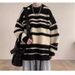 Autumn And Winter New Men's Sweater Loose Crew Neck Striped Knitted Sweater Boys Trend Contrasting Color Pullover Warm Top_viptrois.com
