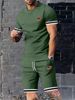 Men's Clothing Casual Short Sleeve T-Shirt Shorts Set Breathable Cotton Blend Summer Outfit For Relaxation Sports (Light Gray, Dark Gray, Black )_viptrois.com