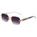 Unisex Square Glasses Rimless Cut Edge Sunglasses Women's Fashion Glasses Gradual Color Sunscreen Sunglasses_viptrois.com