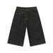 Nirben Denim Retro Raw Color Shorts Men's Summer Loose Wide Leg Capri Pants Cool Fit_viptrois.com