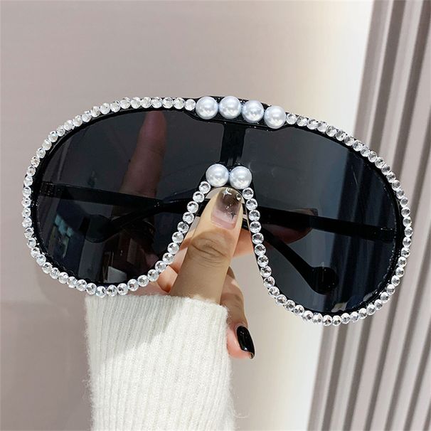 New Large Frame Integrated Toad Mirror Personalized Diamond Embedding Luxury One Piece Fashion Pilot Sunglasses_viptrois.com