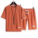 Men's Clothing Men's Sportswear Suit Waffle Suit Summer Short Sleeved T Shirt + Shorts 2 Piece Sports Suit_viptrois.com