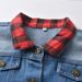 kid's clothing Children's denim jacket long sleeve red black check fake two-piece denim shirt_viptrois.com