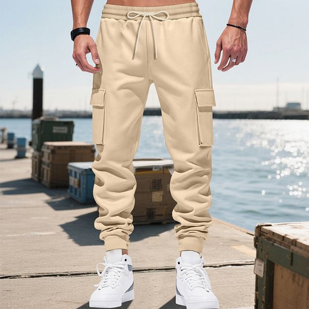 Men's Clothing Autumn And Winter Heavyweight Overalls Terry Large Size Multi Pocket Casual Sports Pants_viptrois.com
