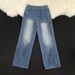 Men's Clothing Jeans Men 2025 Trendy High Street Graffiti Niche Loose Washed Wide Leg Pants_viptrois.com