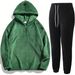 "Men's Casual Hoodie & Jogger Set – Long Sleeve Solid Color Sweatshirt & Pants Suit For Autumn & Winter – Grey/Black/Brown/Army Green"_viptrois.com