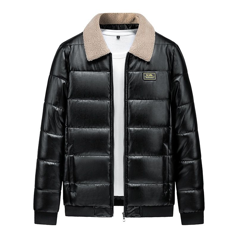 Men's Clothing Men's Leather Jackets And Cotton Clothes 2021 New Style Fur Collar Trendy Korean Style Men's Winter Coat Thickened Cotton Coat_viptrois.com