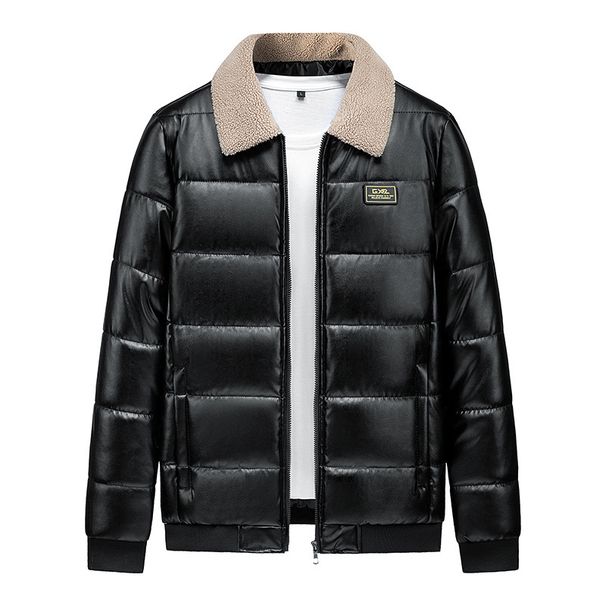 Men's Clothing Men's Leather Jackets And Cotton Clothes 2021 New Style Fur Collar Trendy Korean Style Men's Winter Coat Thickened Cotton Coat_viptrois.com