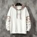 "Men's Oversized Hooded Sweatshirt – Streetwear Pullover With V-Neck & Ribbed Hem (White/Grey) – Sizes M-3XL"_viptrois.com